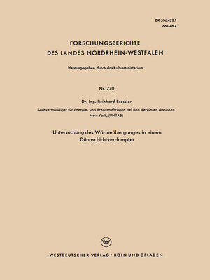 cover image of Untersuchung des Wärmeüberganges in einem Dünnschichtverdampfer